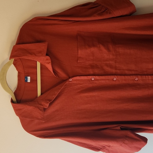 NWT OLD NAVY Linen-Blend Shirt Dress Color: Bronzed Amber, Size 2x - Picture 6 of 14